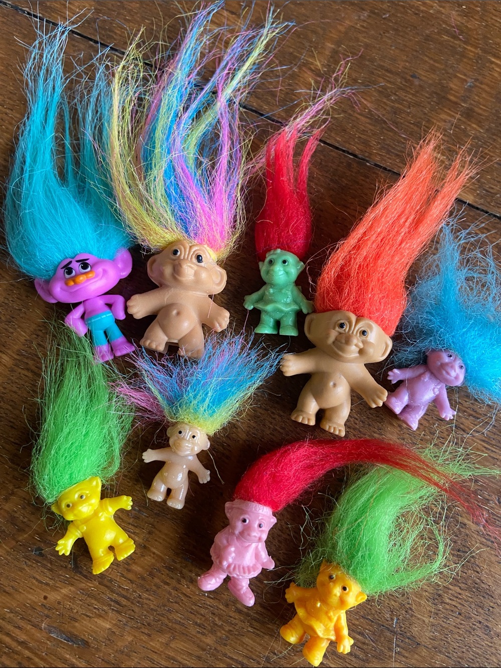 90s Mini Troll Bundle 9pc Lot Vintage Rainbow Lucky Dolls Figurines Nostalgic